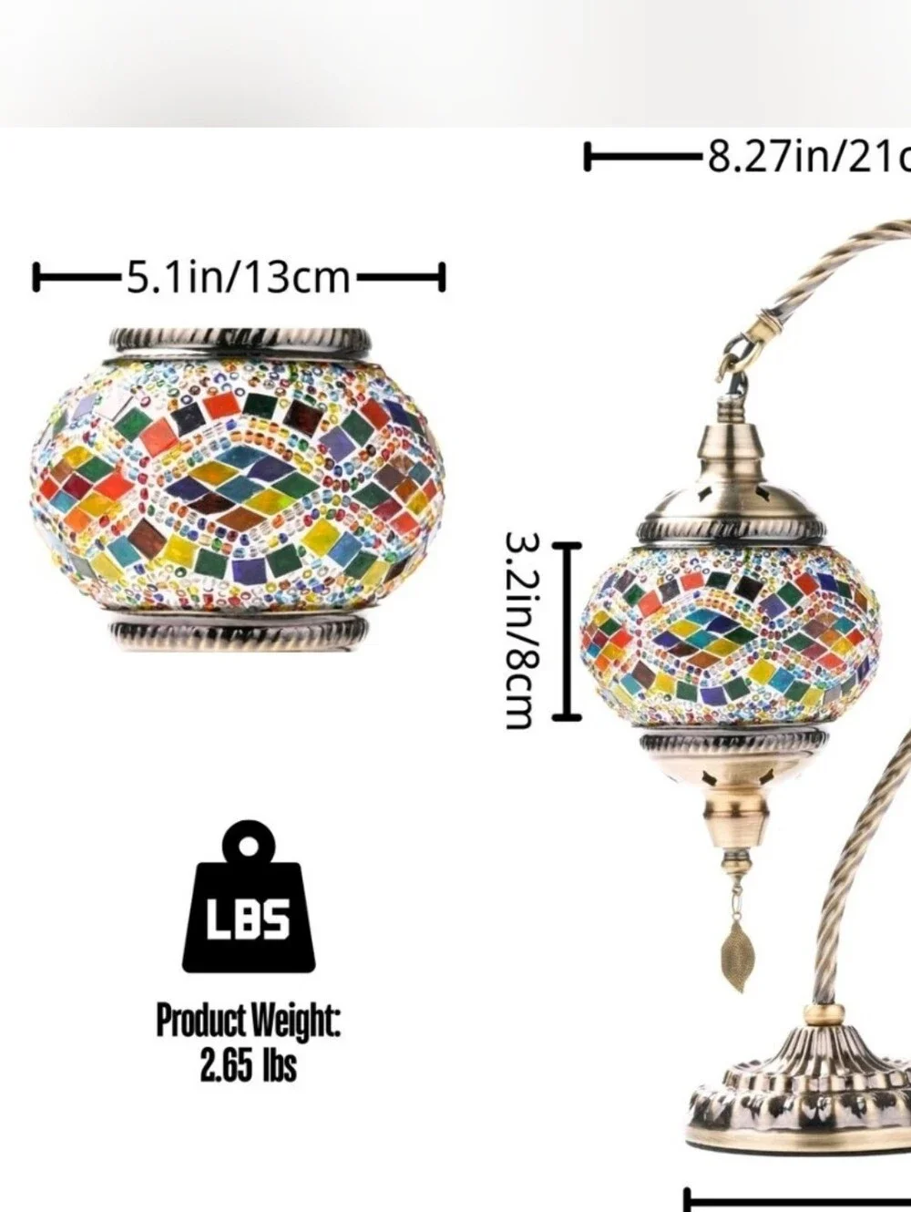 Multicolor Mosaic Glass Table Lantern - Vintage-Style Hanging Accent Lamp-works